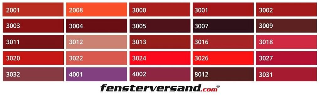 Rote RAL-Farben
