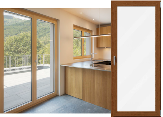 Kunststoff Balkontür in Holzoptik