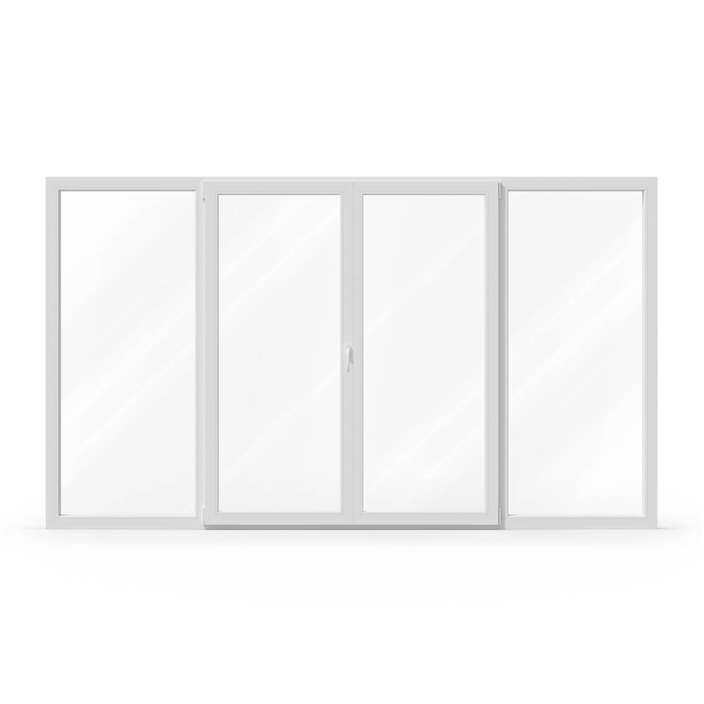 Balkontür vierteilig mittig öffenbar