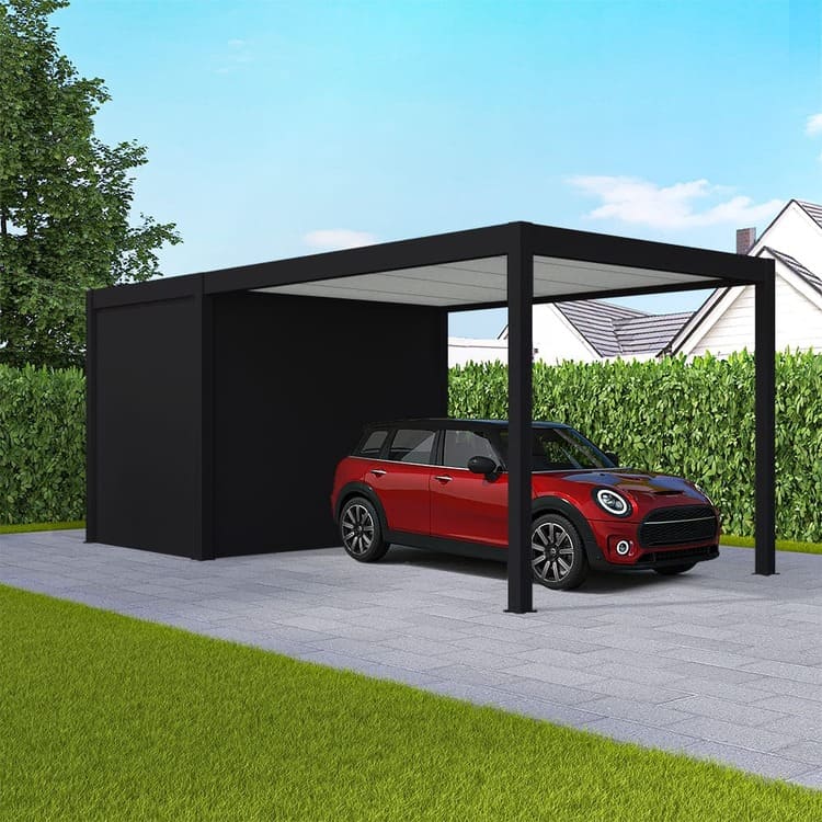 Carport mit Abstellraum Tiefschwarz