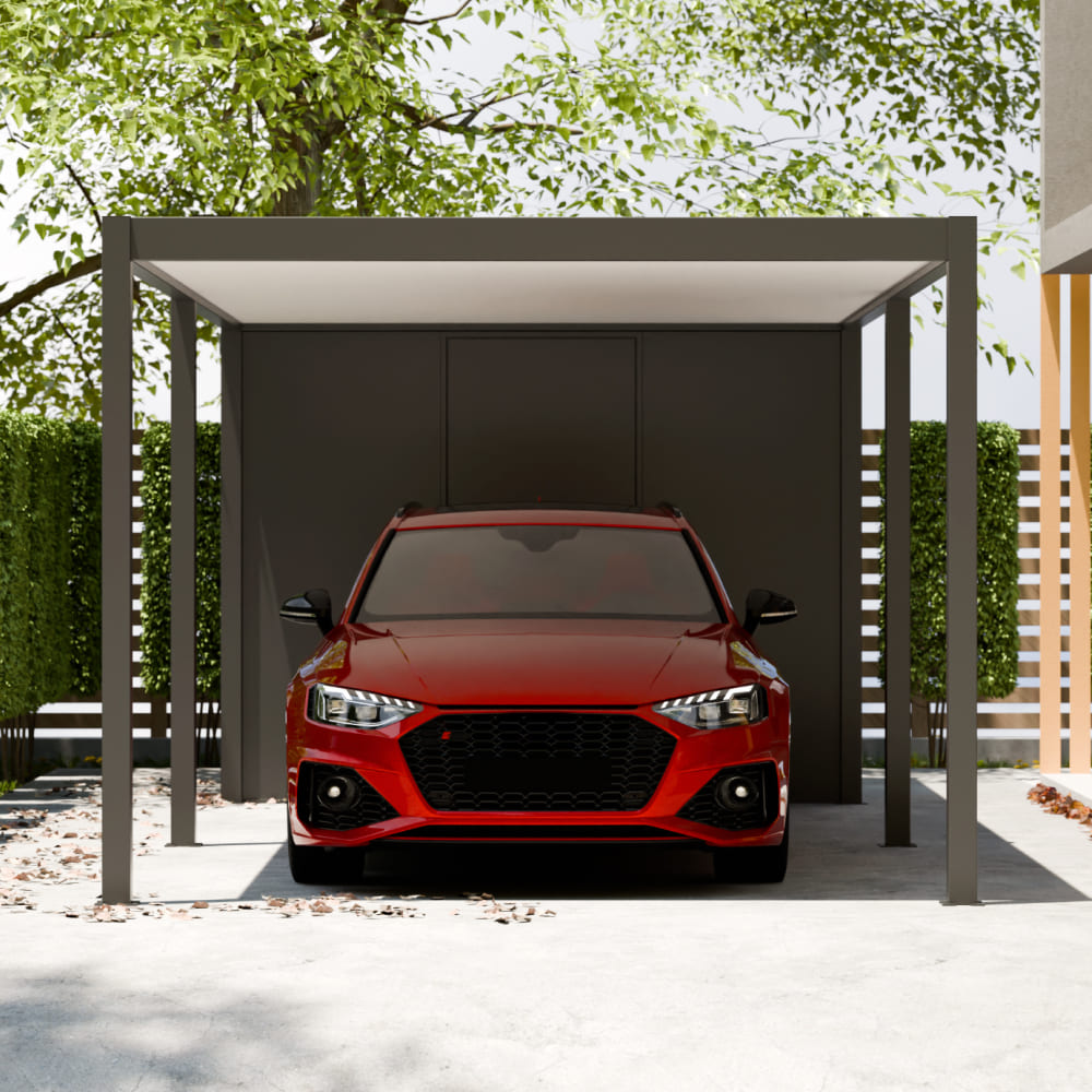 Carport für ein Auto mit Abstellraum 