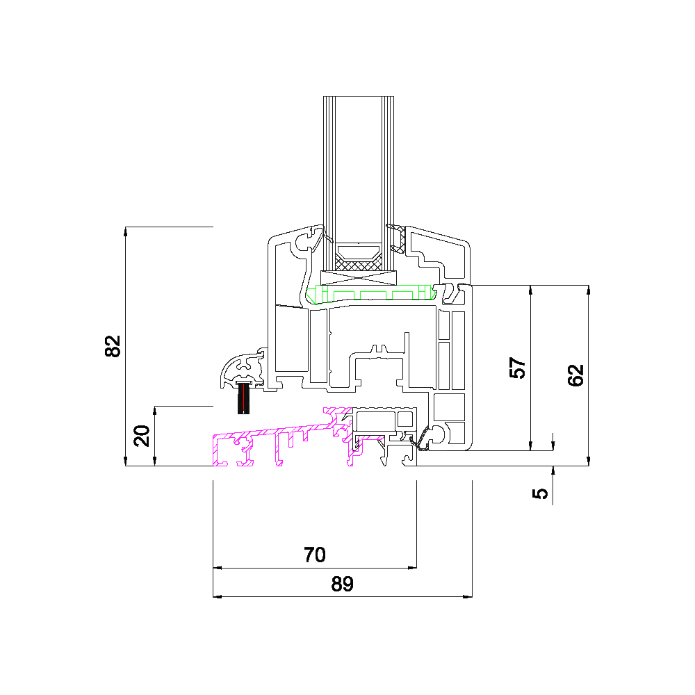Ideal 4000 Balkontüre mit flacher Schwelle (barrierefrei)