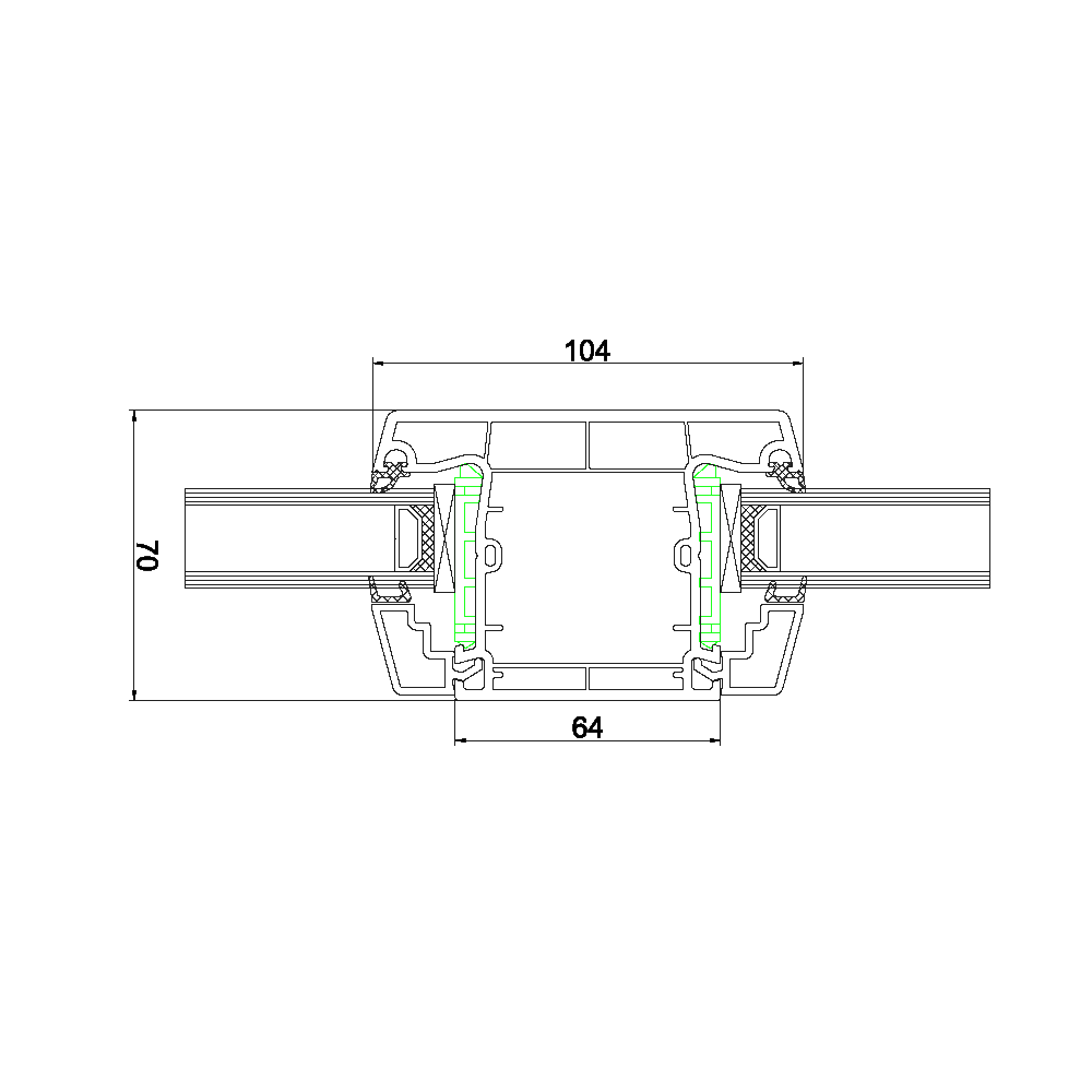 Glasteilende Sprosse 104mm
