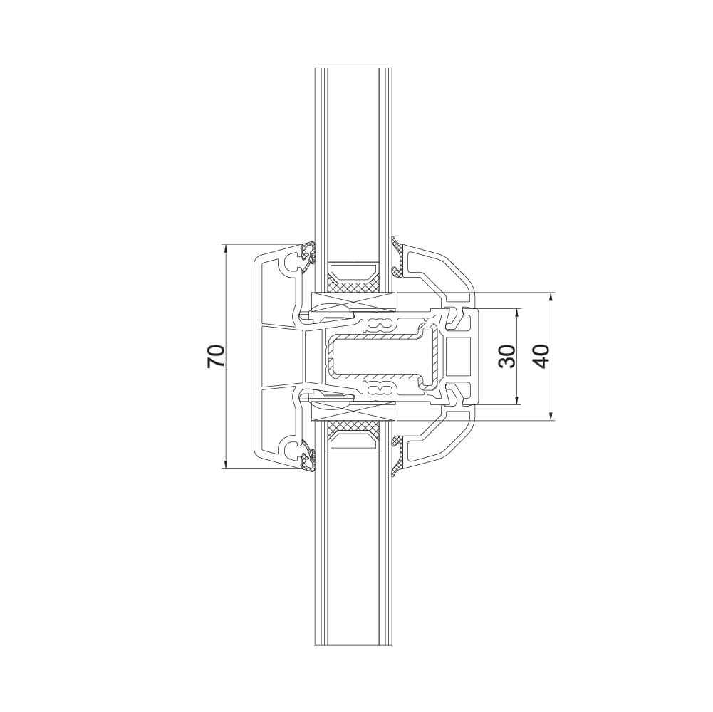 Glasteilende Sprosse 70mm – Variante 2