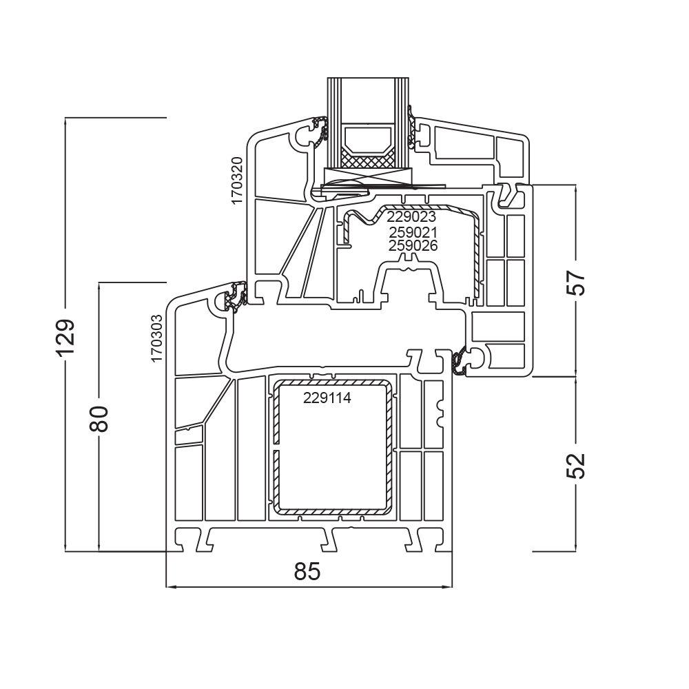 Ideal 7000 Rahmenhöhe 80mm bei einer Bautiefe von 85mm