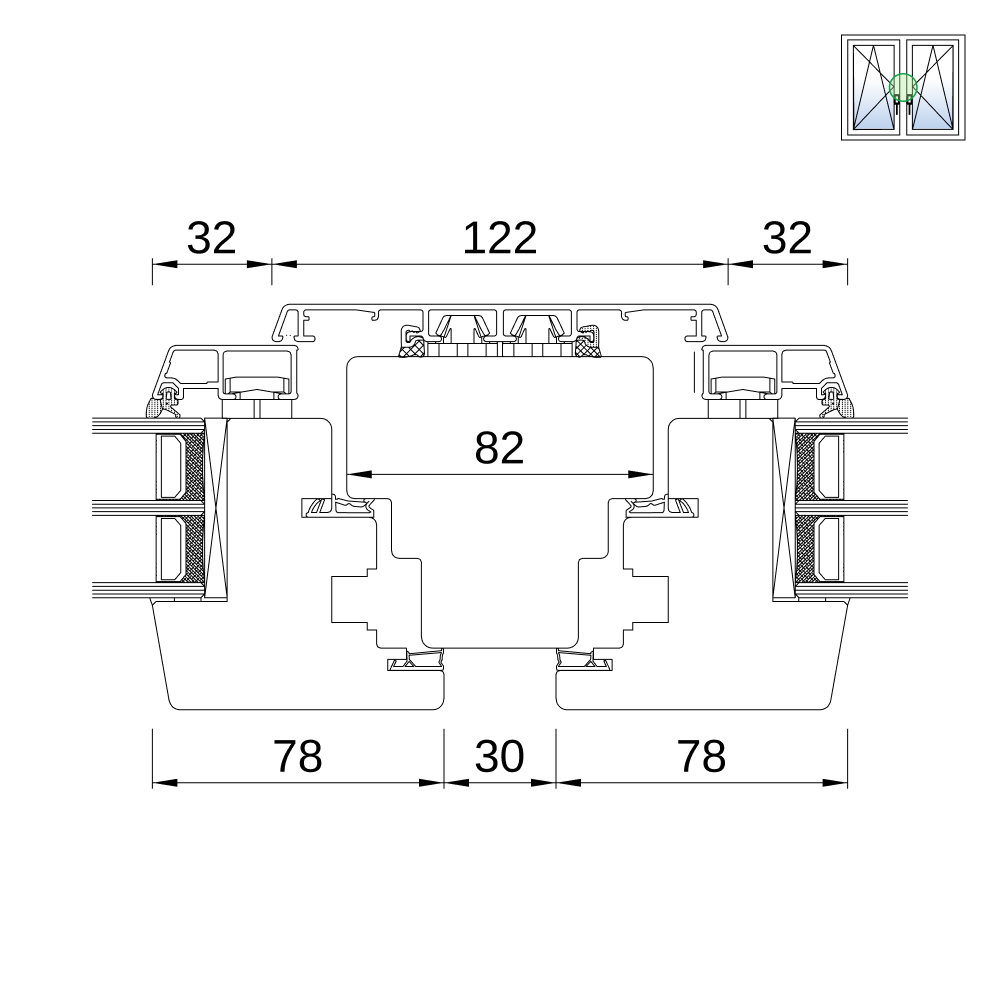 Idealu Classicline IV 78 Pfosten