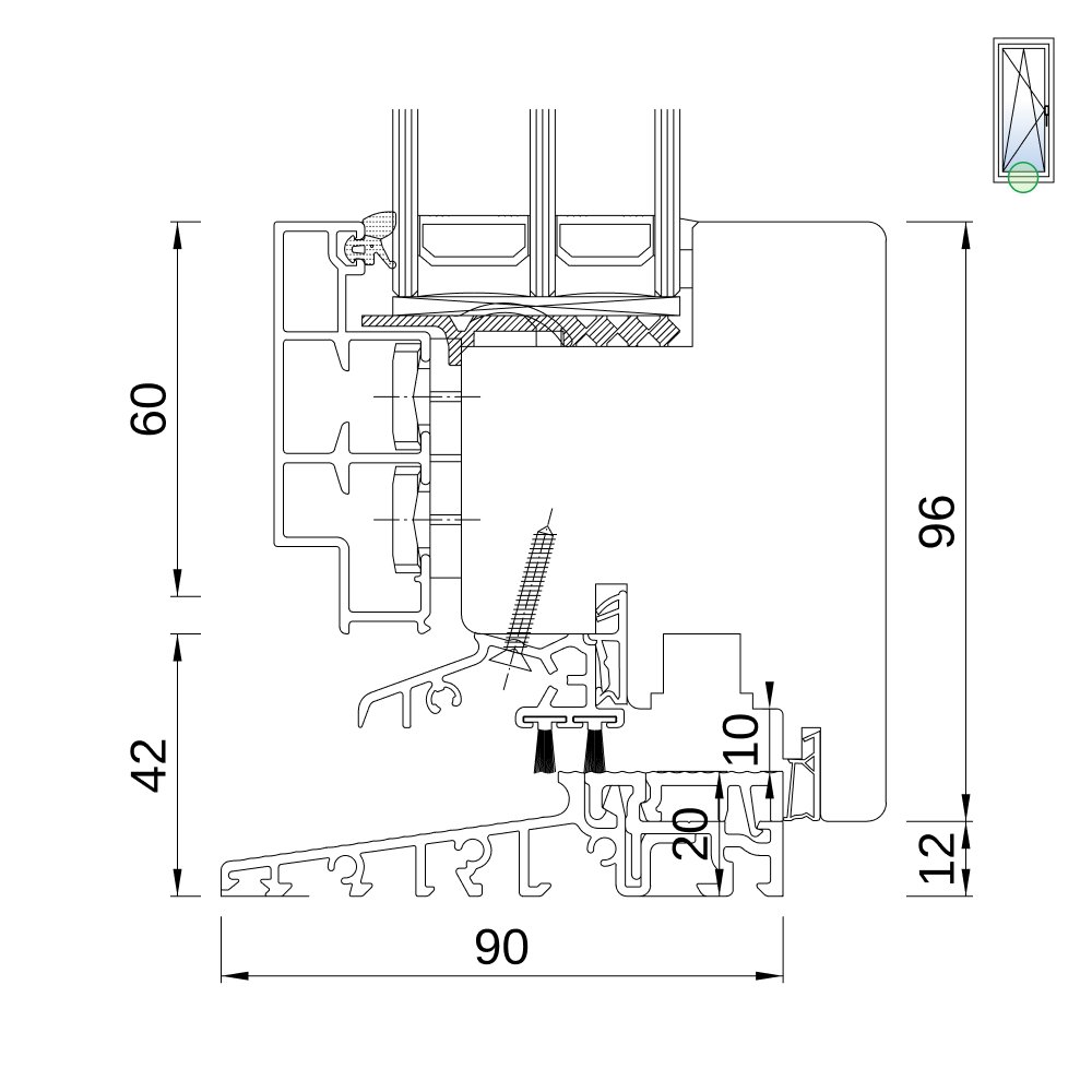 Ideal Plano Balkontür mit Schwelle