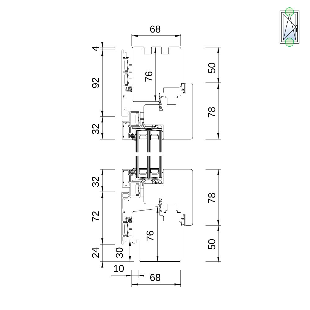 Plano mit Fräsung für Außenfensterbank