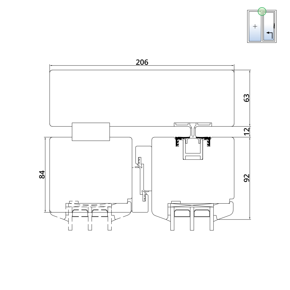 Hebeschiebetür Holz IV 92 Schema A