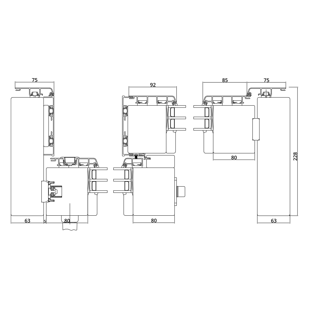 Hebeschiebetür Idealu IV92 Schema A Horizontalschnitt