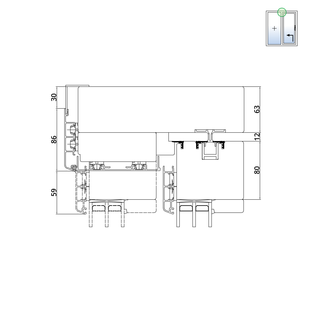 Hebeschiebetür Idealu IV92 Schema A