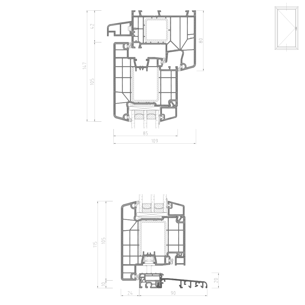 Ideal Aluplast 8000 als Detailzeichnung