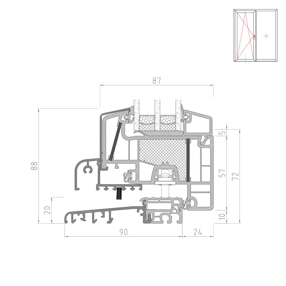 energeto TwinSet 8000 ED - Balkontür mit flacher Schwelle