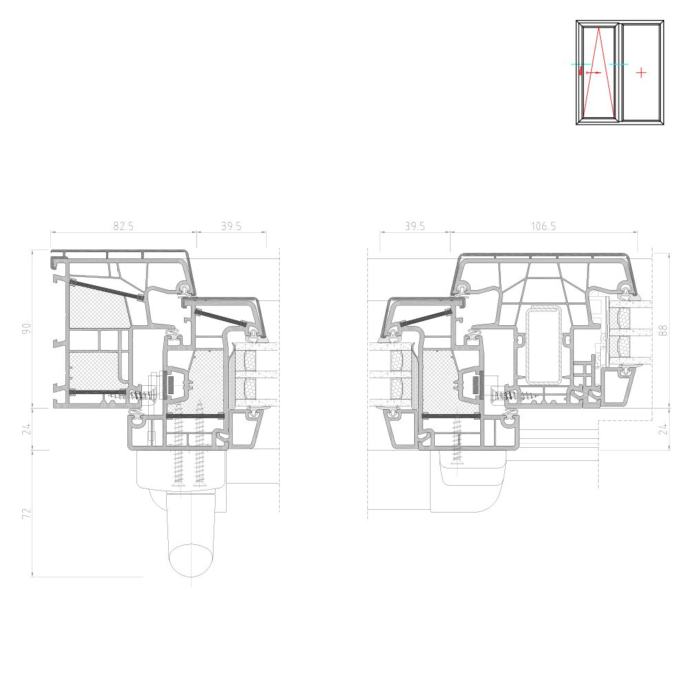 energeto TwinSet 8000 ED - PSK-Türe Profilschnitt