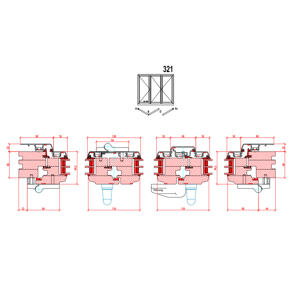 Holz-Alu Faltschiebetüren - Schema 321