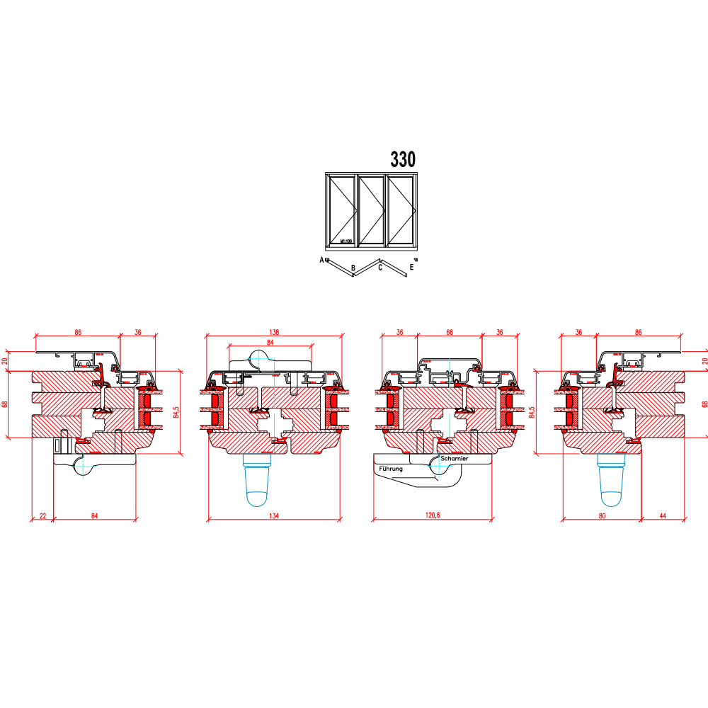 Holz-Alu Faltschiebetüren - Schema 330