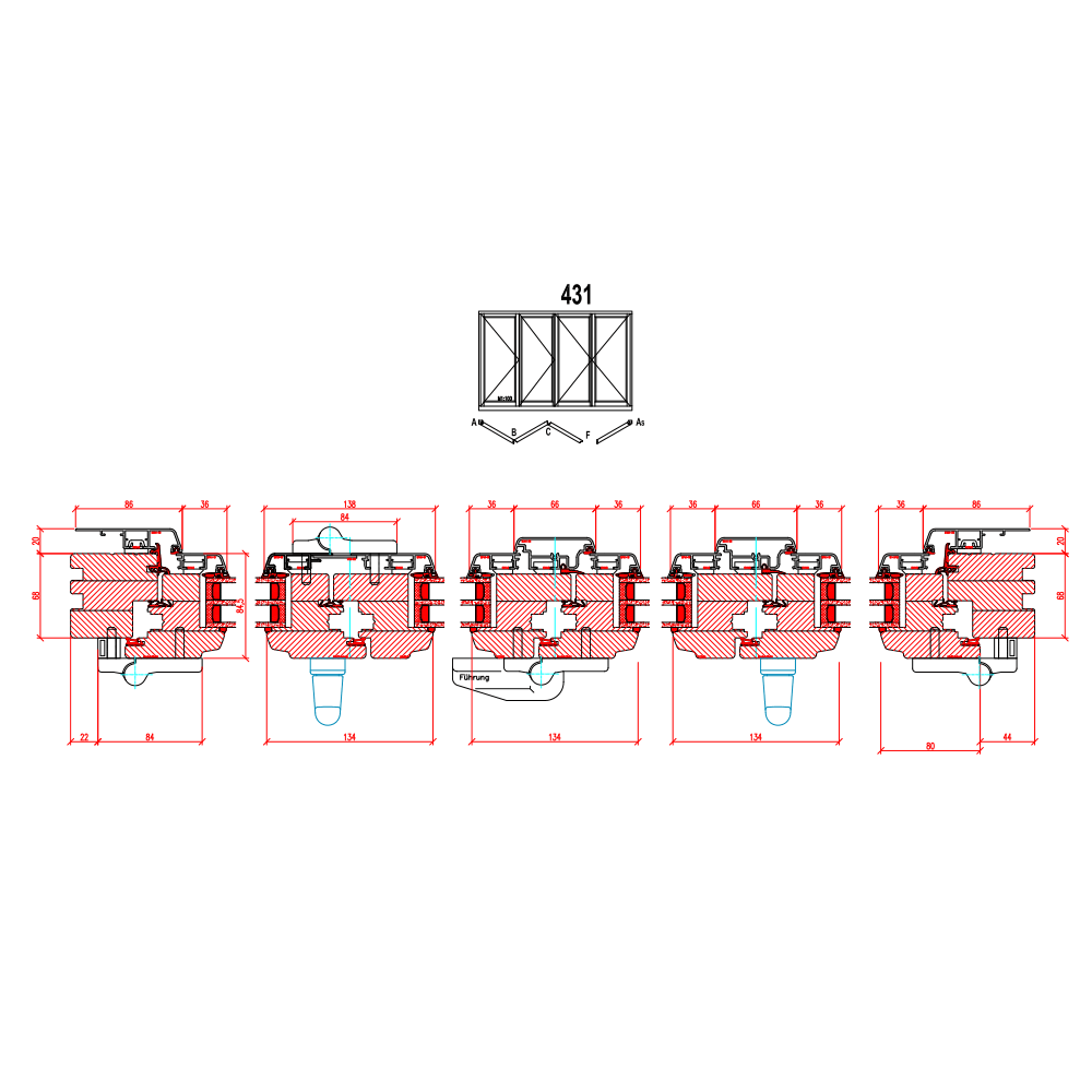 Holz-Alu Faltschiebetüren - Schema 431