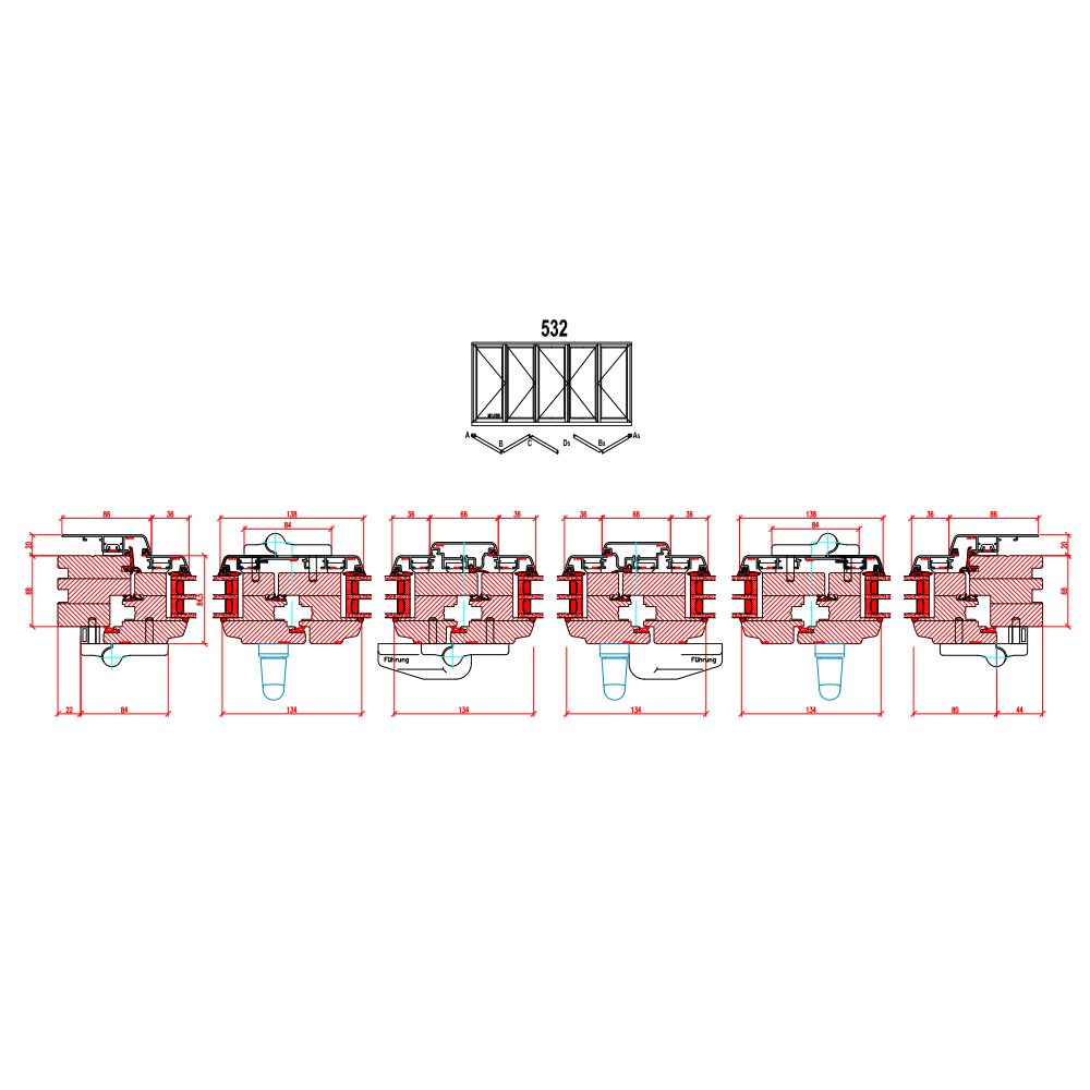 Holz-Alu Faltschiebetüren - Schema 532