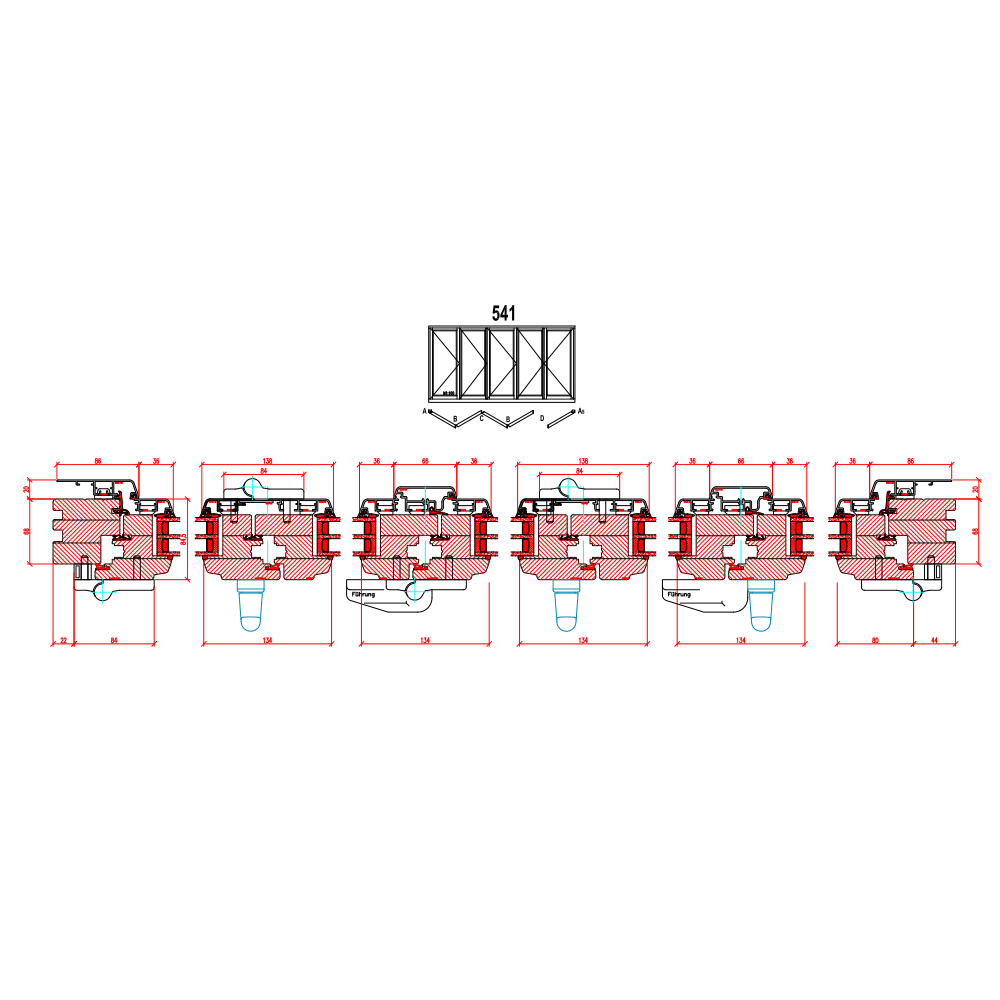Holz-Alu Faltschiebetüren - Schema 541