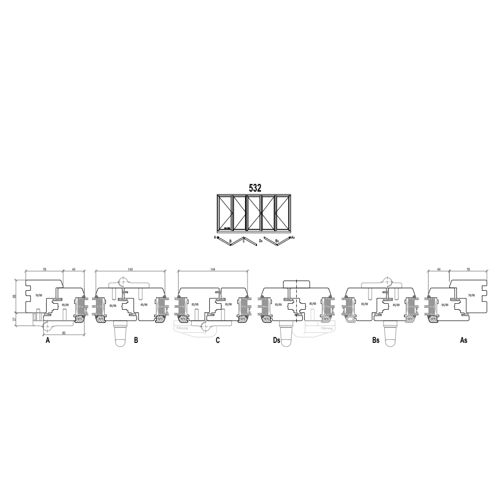 Holz Faltschiebetüren - Schema 532