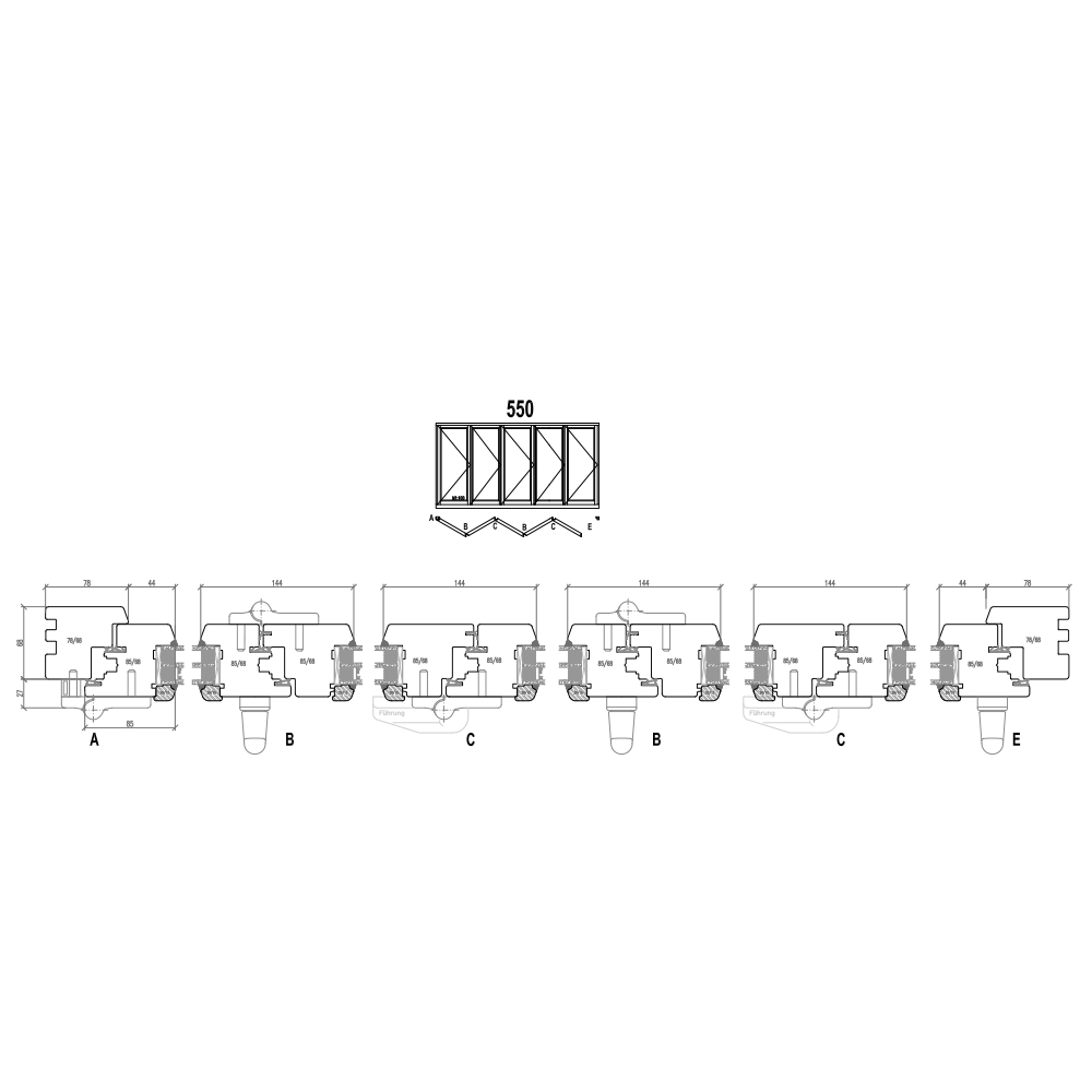 Holz Faltschiebetüren - Schema 550