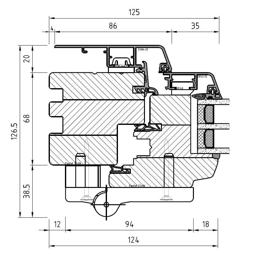 Faltschiebetür Idealu IV 68 - Detail seitlich