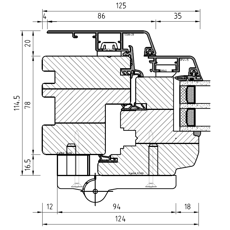 Faltschiebetür Idealu IV 78 - Detail seitlich
