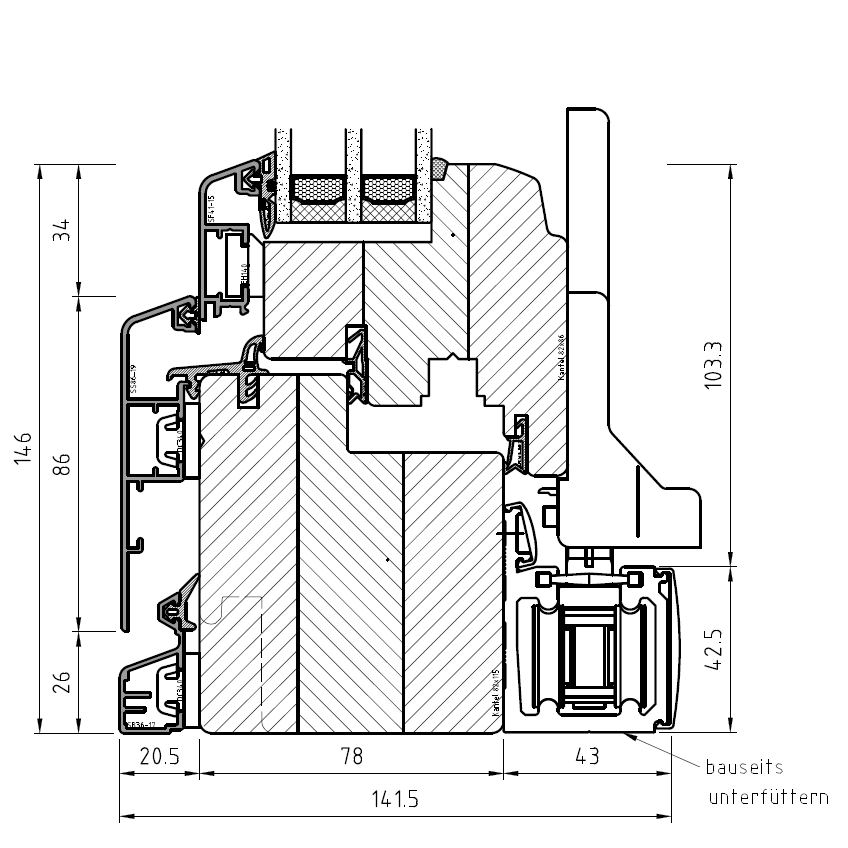 Faltschiebetür Idealu IV 78 - Detail unten
