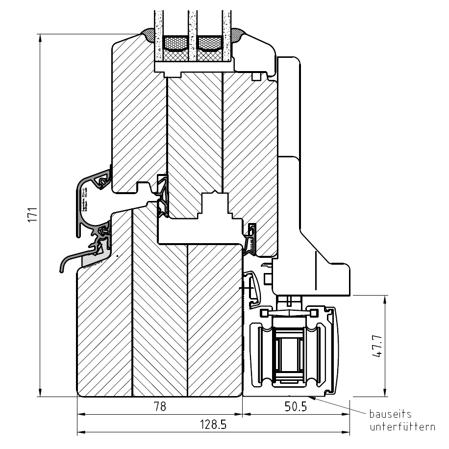 Faltschiebetür IV 78 - Detail unten