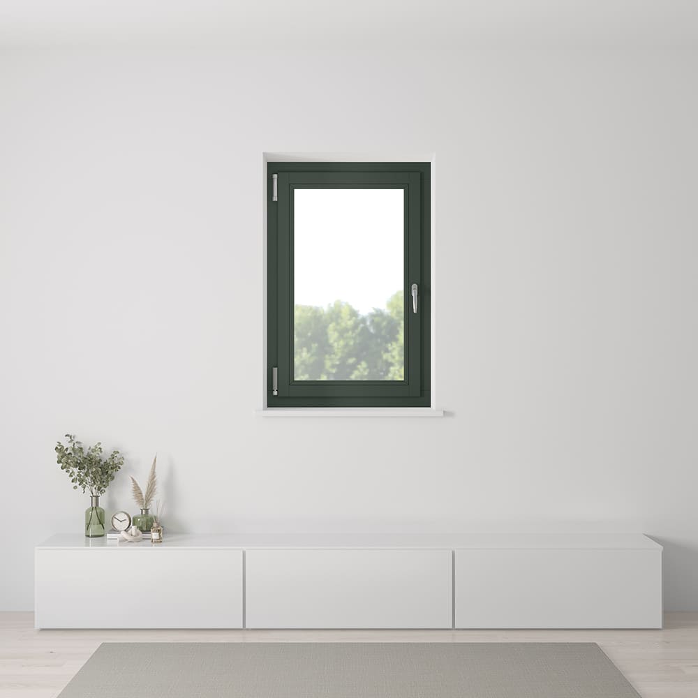 Dreh-Kipp-Holzfenster in RAL 6009 - Einbausituation Innenansicht