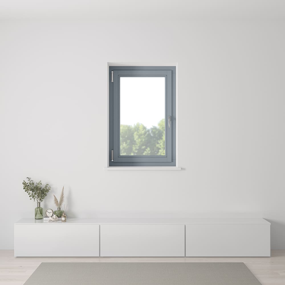 Dreh-Kipp-Holzfenster in RAL 7001 - Einbausituation Innenansicht