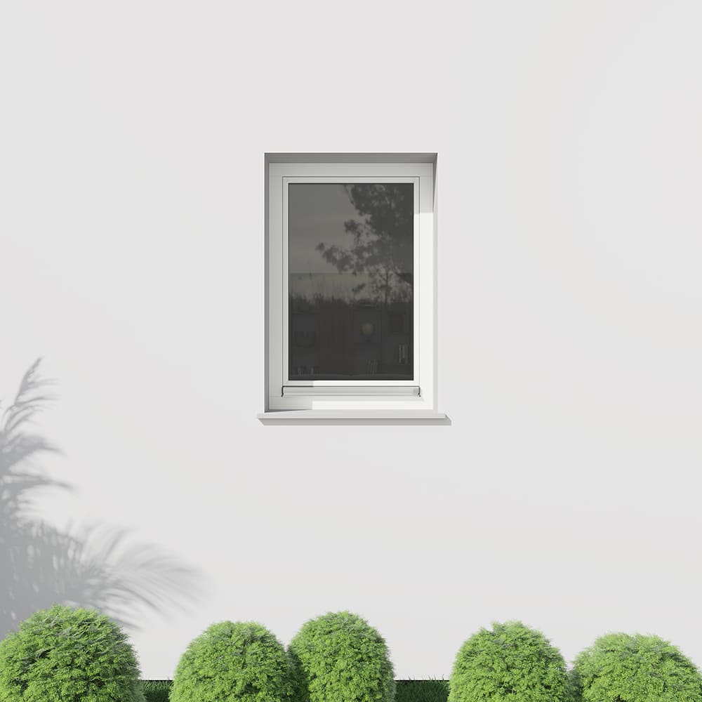 Dreh-Kipp-Holzfenster in RAL 9016 – Einbausituation Außenansicht
