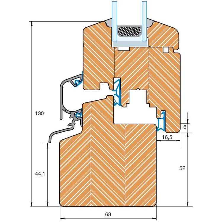 Holzfenster Classic IV 68 Schnittzeichnung