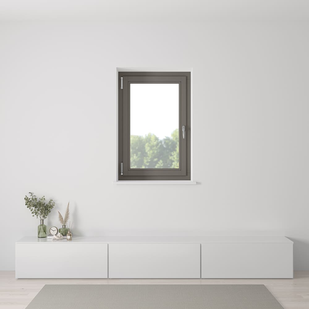 Dreh-Kipp-Holzfenster in RAL 7039 – Einbausituation Innenansicht