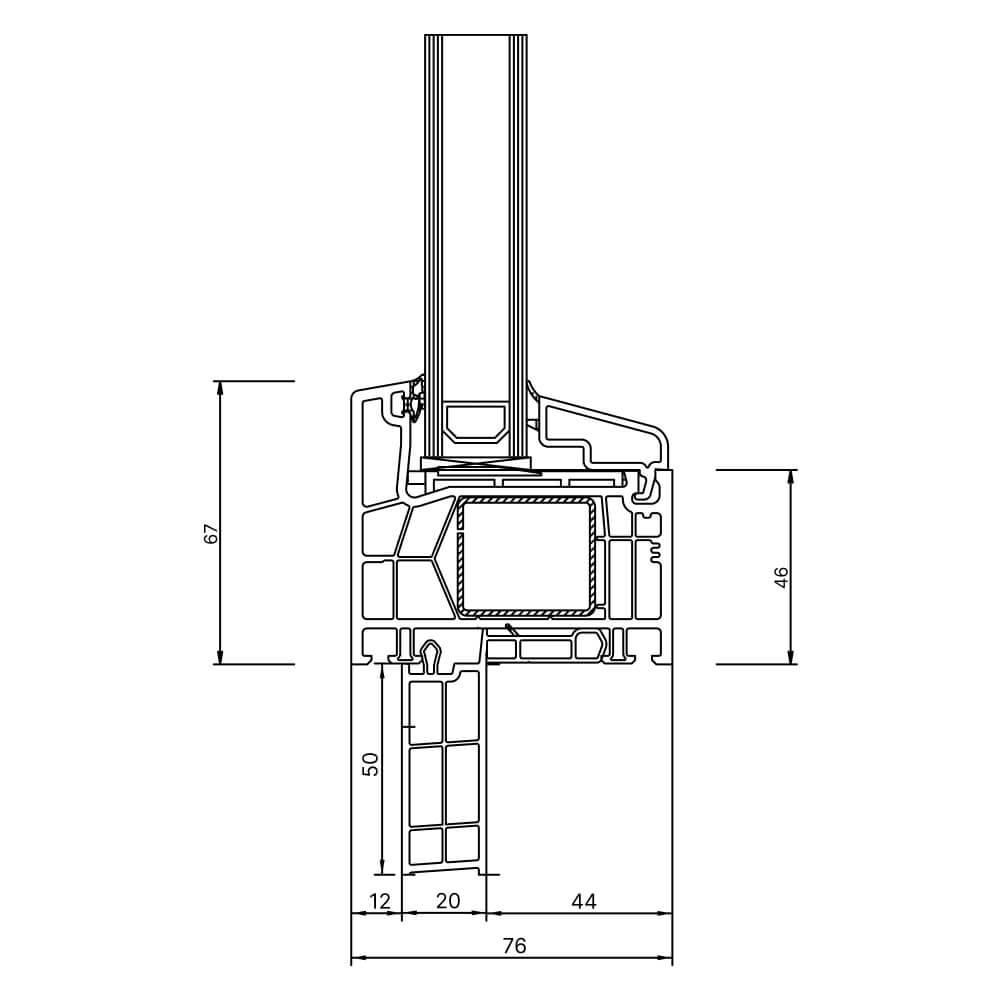 Fensterbankanschlussprofil Neubau 50mm Außenansicht