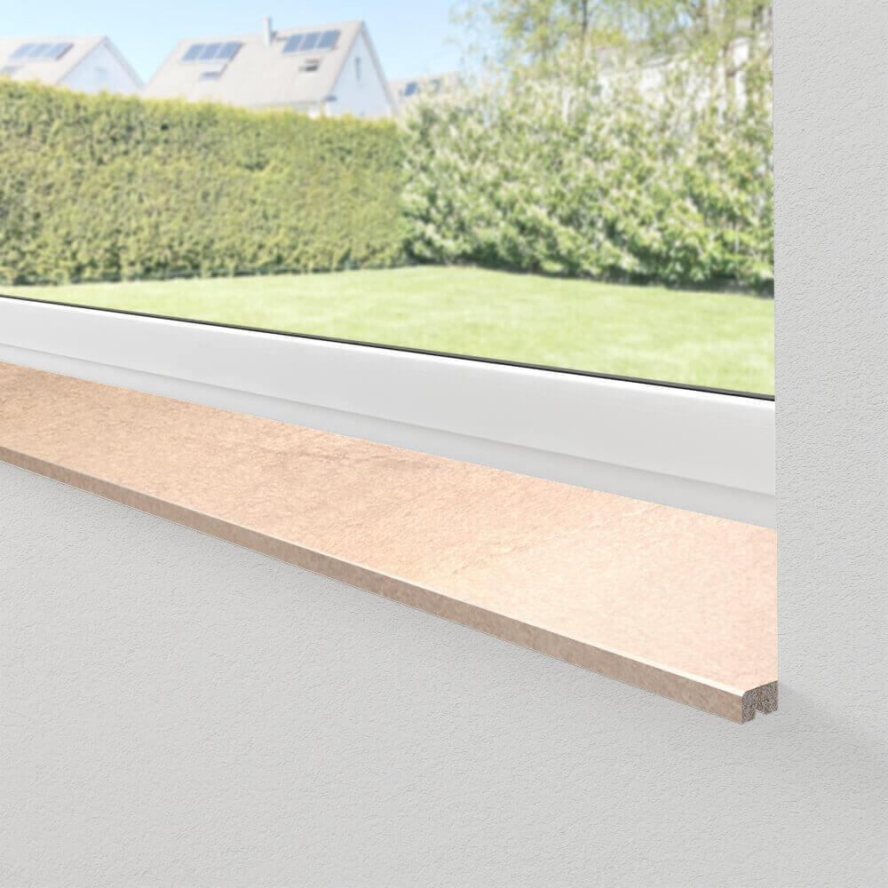 Fensterbank Werzalit compact in Sandstein Einbau