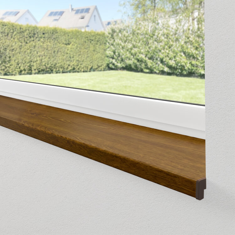 Kunststoff-Fensterbank in Golden Oak Kunststoff-Fensterbank in Golden Oak