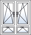 Fenster zweiflügelig Dreh-Kipp links Dreh-Kipp rechts Unterlicht geteilt Kipp