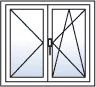 Fenster zweiflügelig Kipp links Dreh-Kipp rechts