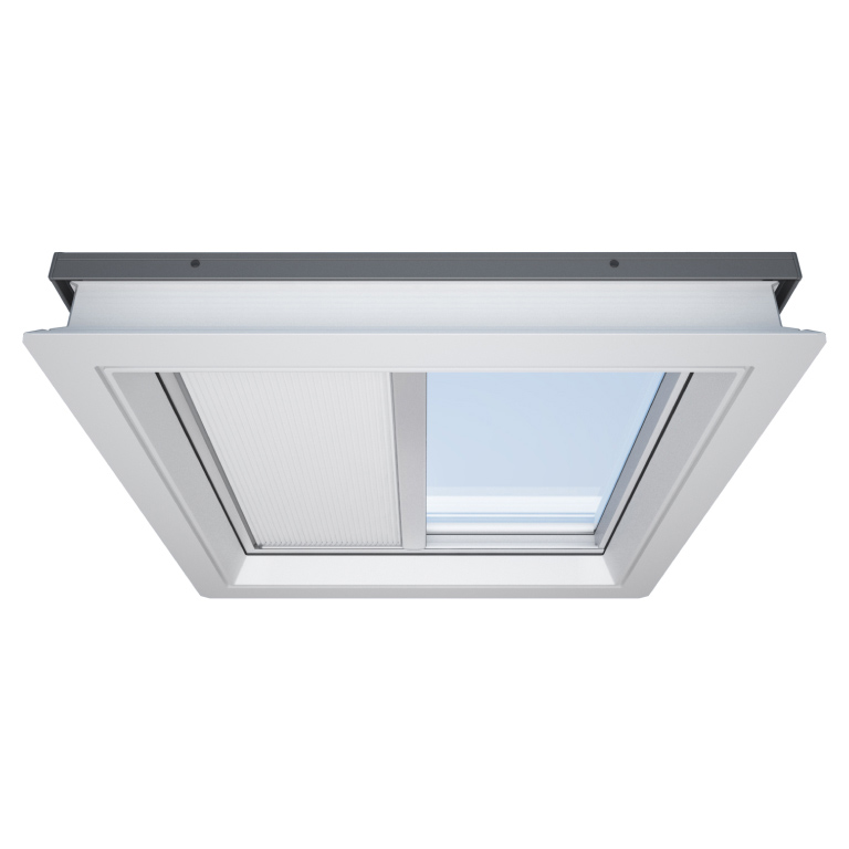 Flachdachfenster festverglast mit Innenbeschattung Weiß