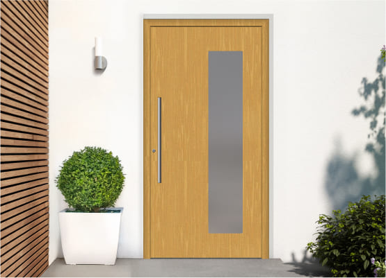 Holzhaustür mit Ornamentverglasung