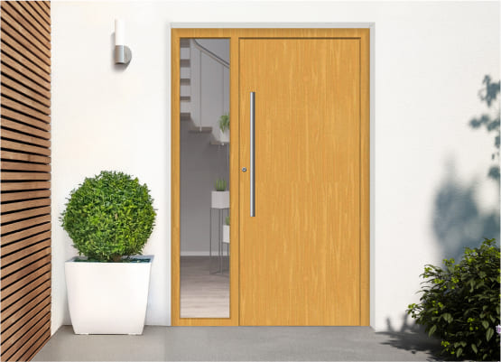 Holzhaustür mit Seitenteil