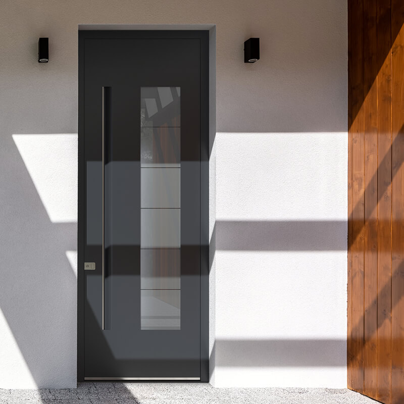 Schmale Haustür mit Glaseinsatz