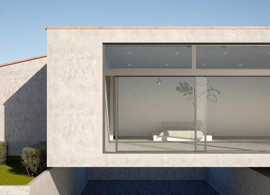 Modernes Haus mit Fensterfront