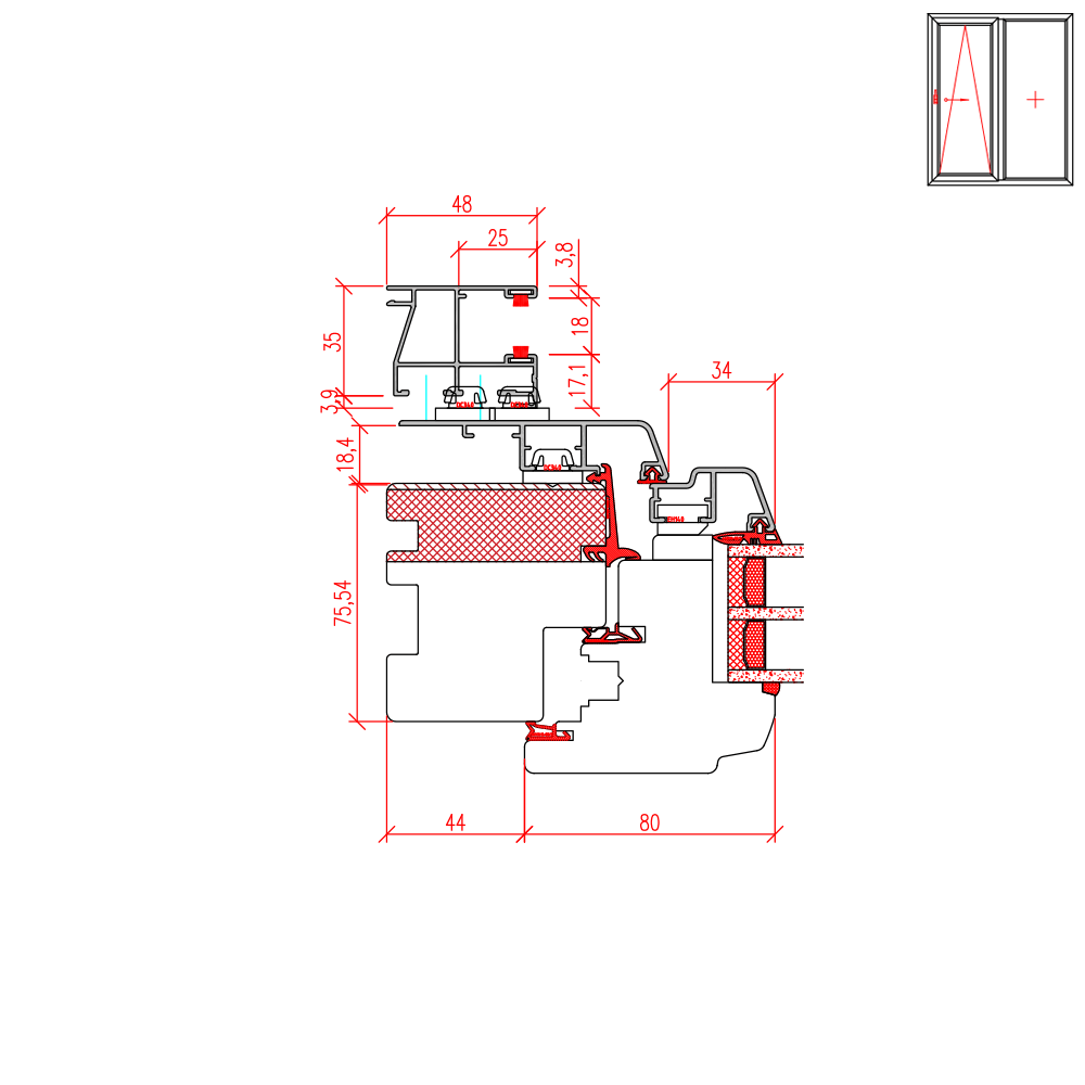ECO Idealu Trendline PSK - Rollladenführungsschiene Neubau