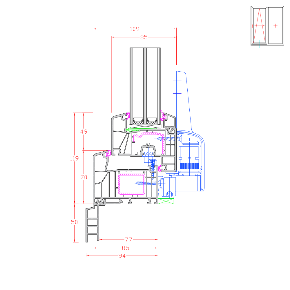 Ideal 7000 PSK Bankanschlussprofil Steinbank 50mm