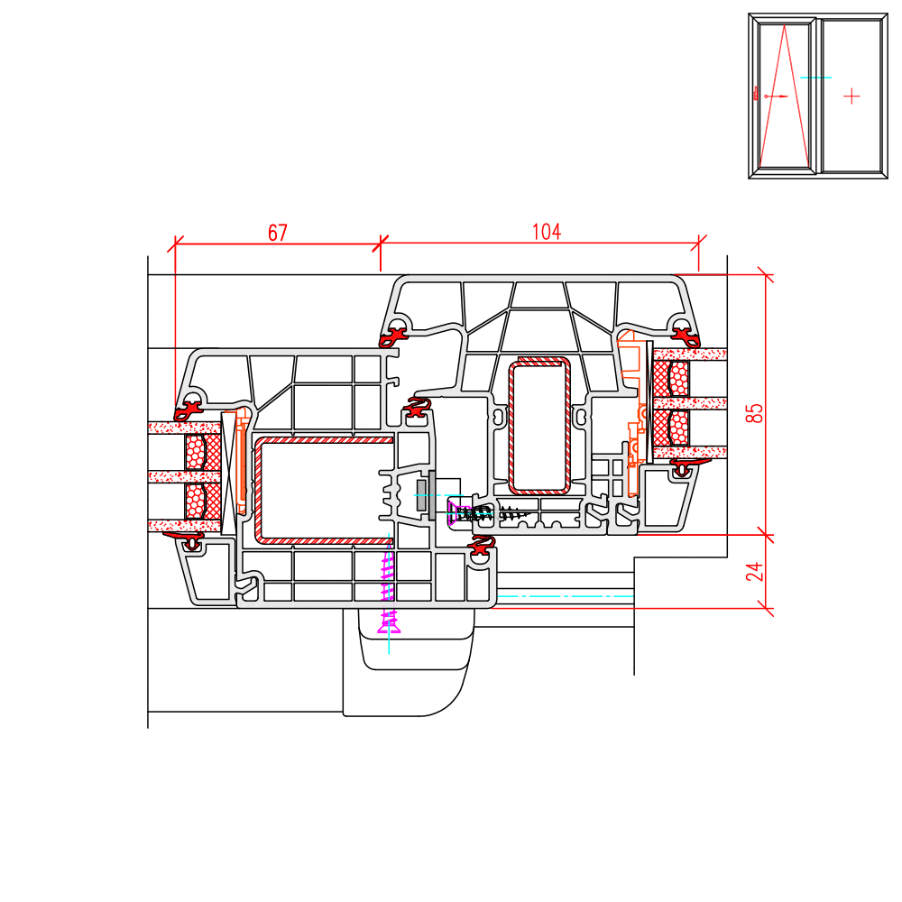 Ideal 8000 flächenversetzt Pfostendetail