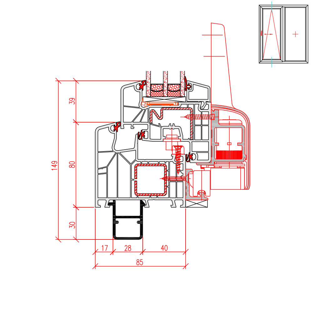 Ideal 8000 PSK Bankanschlussprofil Neubau 30mm
