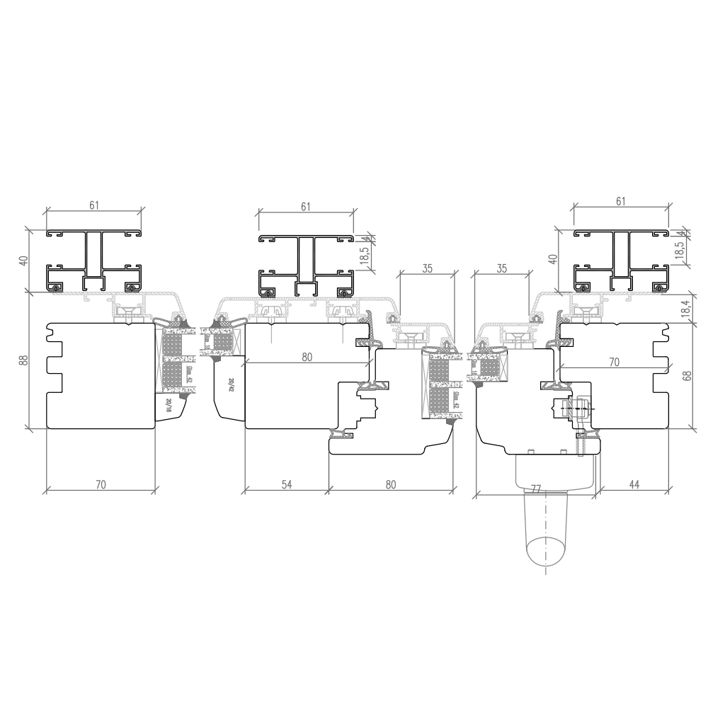  Idealu Classicline PSK Aufsatzrollladen Horizontalschnitt 