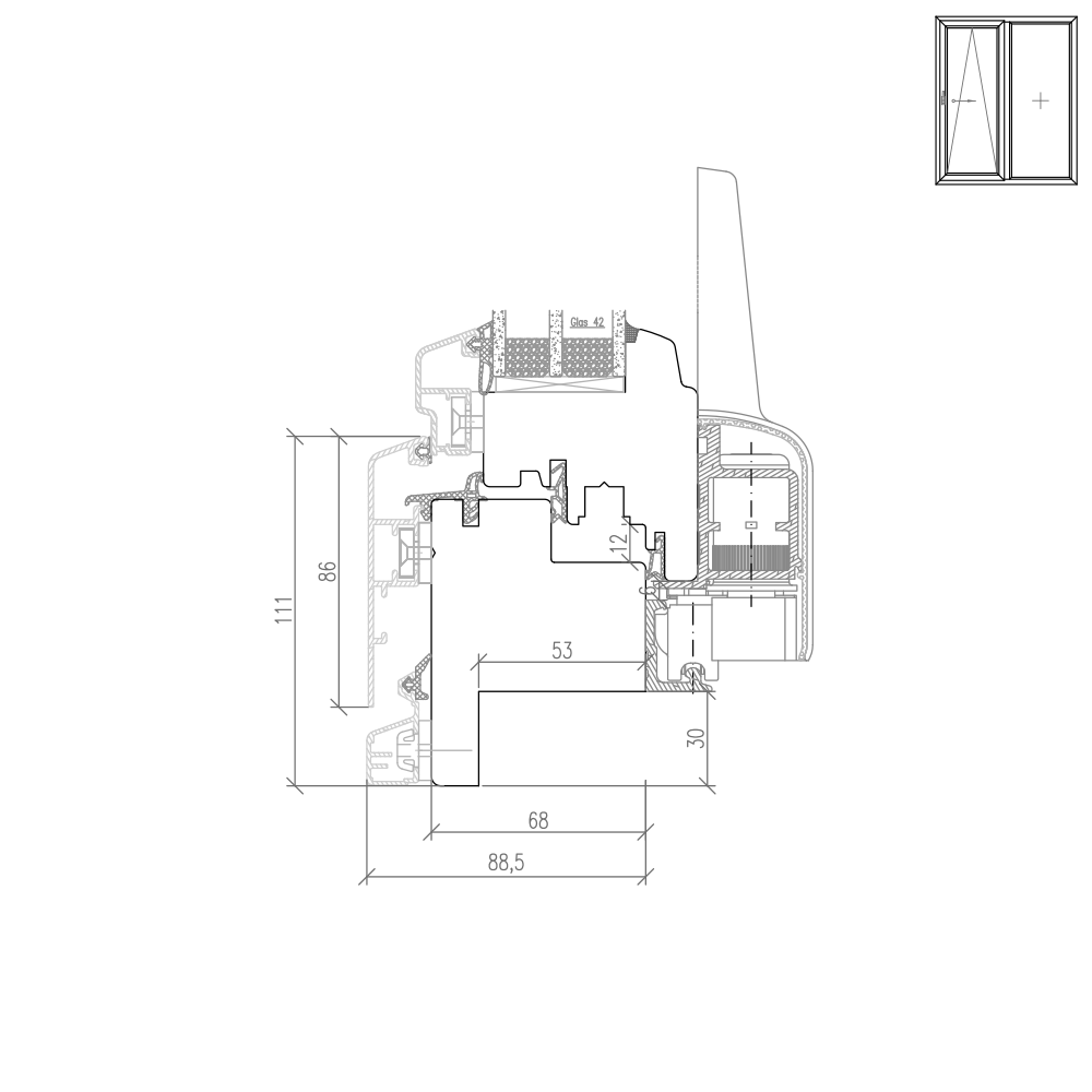 Idealu Trendline PSK Fräsung für Altbau - 30mm